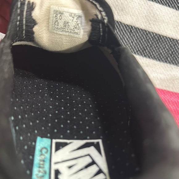 Vans Custom Black and Gray Patchwork Slip on Sneakers - Picture 6 of 7